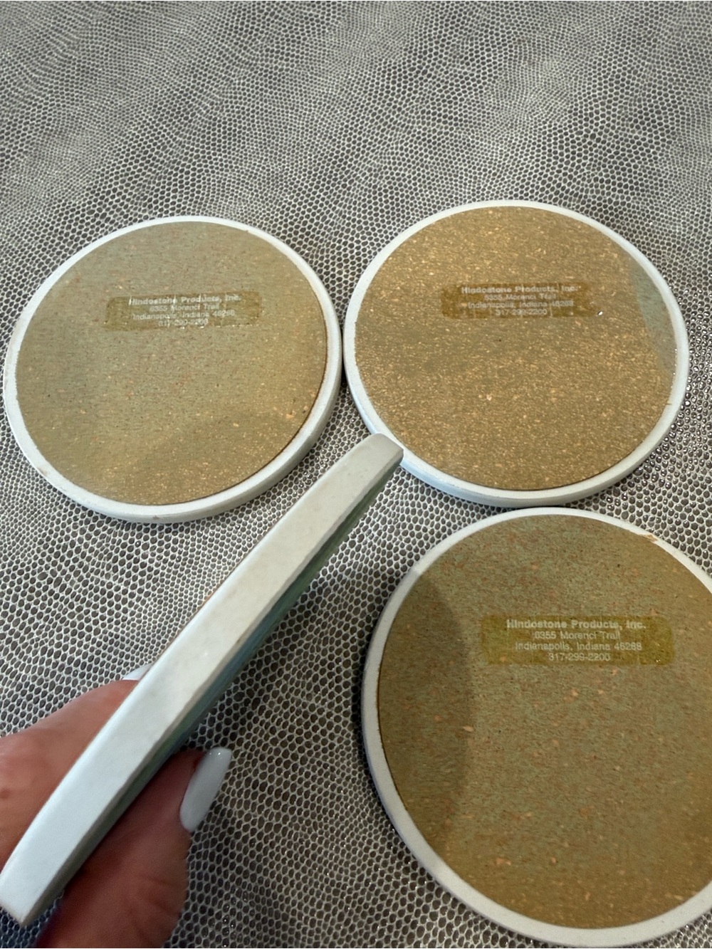 Scenic signed Coastal Floral Round Stone Coasters - Set of 4 - Picture 5 of 10